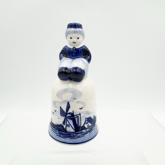 Vintage DAIC Delft Blue Dutch Boy Porcelain Bell - Picture 1 of 9